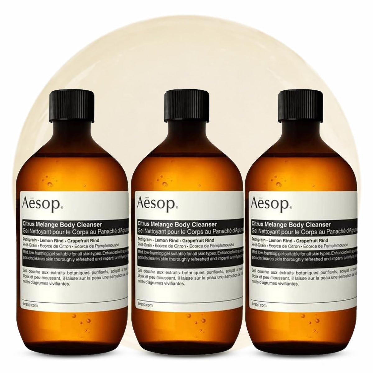 Aesop Citrus Melange Body Cleanser Refill Pack of 3, 500 mL front view