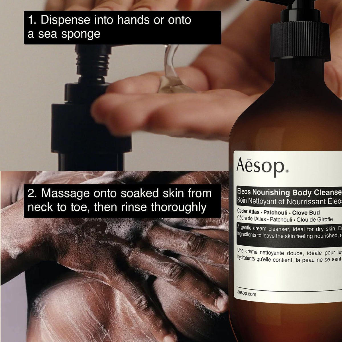 Aesop Eleos Nourishing Body Cleanser 500 mL lifestyle scene