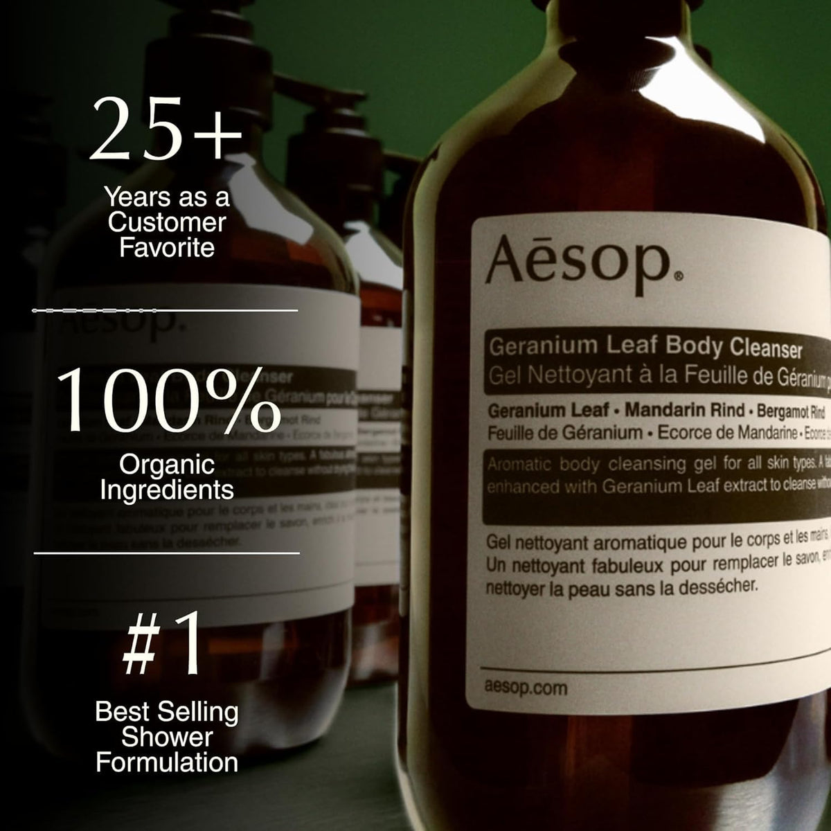 Aesop Geranium Leaf Body Cleanser Refill 500 mL side view