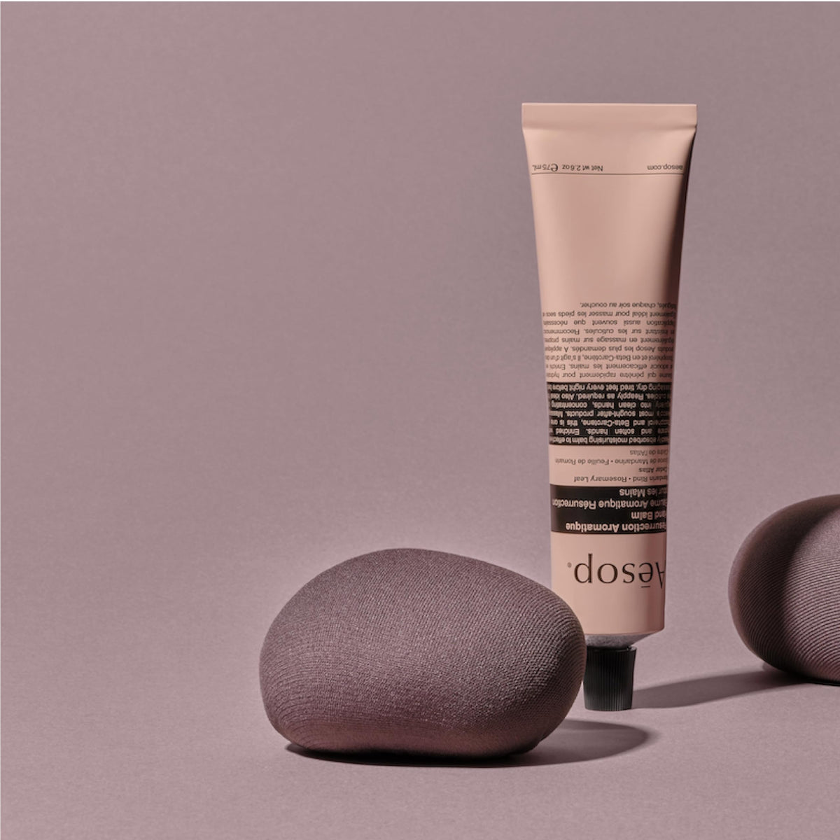 Aesop hand balm tube made from recycled aluminum