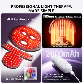 Aesthifae Red Light Therapy Mask in use on face and neck
