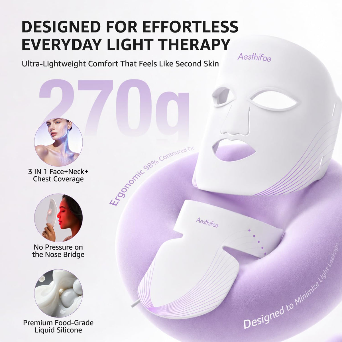 Aesthifae Red Light Therapy Mask side view showcasing silicone design