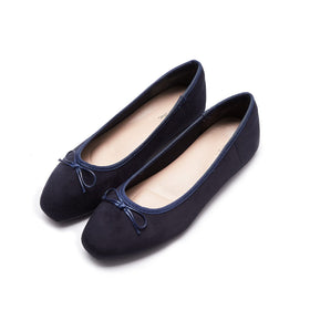 AFEETSING Women's Round Toe Ballet Flats navy blue front view