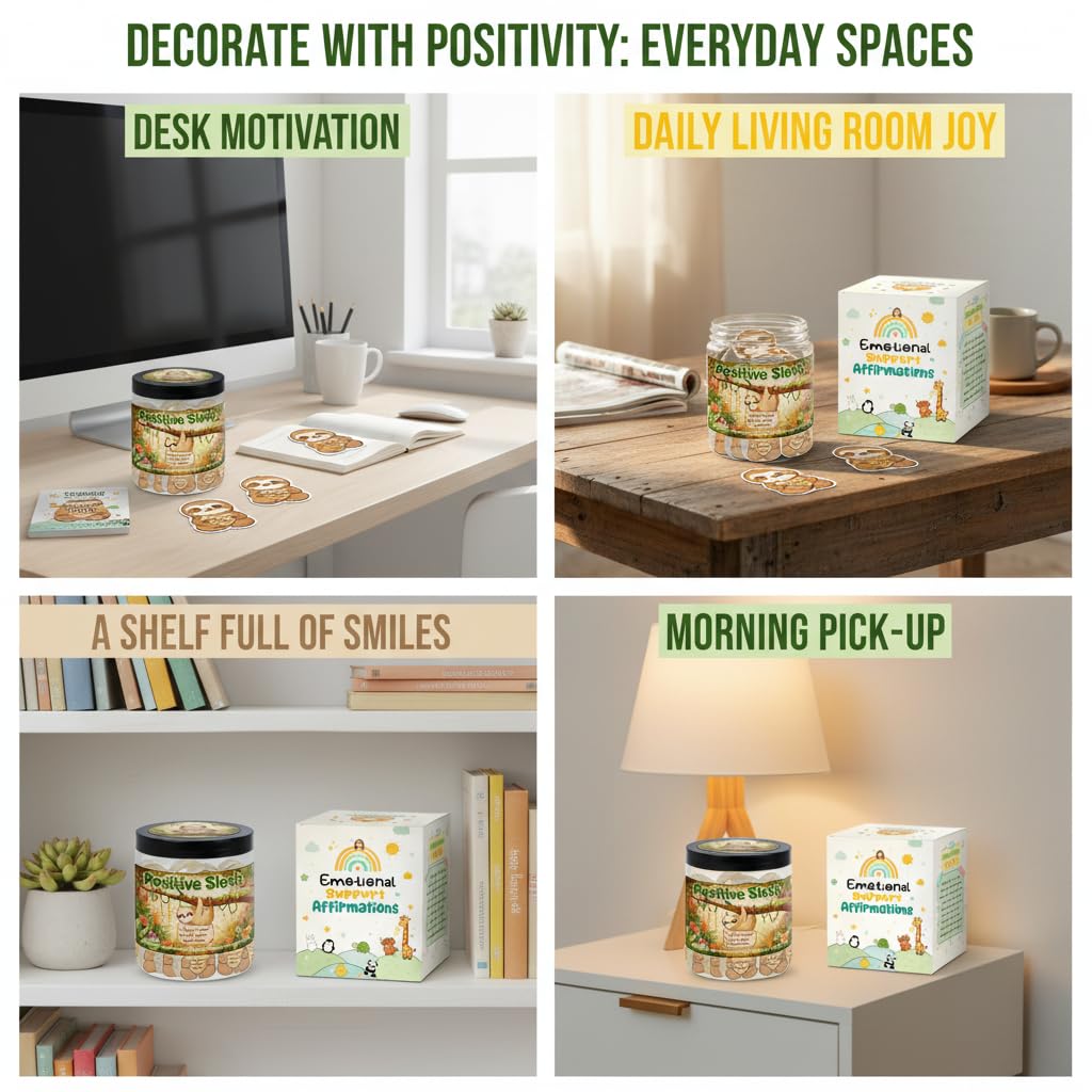 Affirmation cards being drawn from the Positive Sloth Jar
