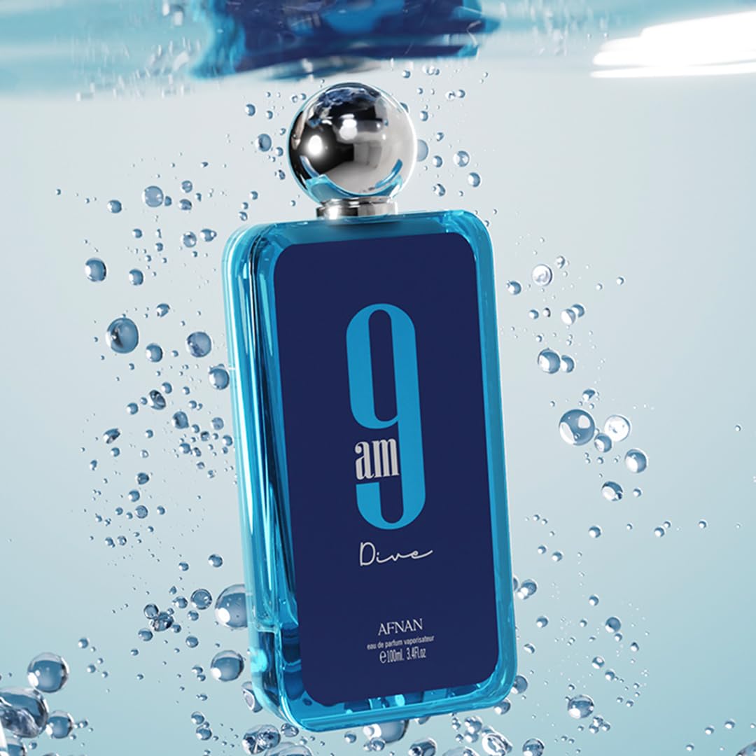 Afnan 9 AM Dive Eau De Parfum bottle side view