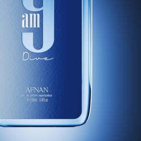 Afnan 9 AM Dive Unisex Eau De Parfum close-up of label