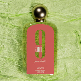 Afnan 9 AM Pour Femme Eau De Parfum on vanity