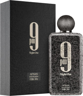 Afnan 9 PM Night Out fragrance bottle side view