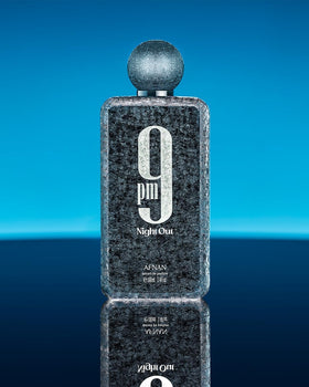 Afnan 9 PM Night Out packaging with bottle