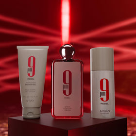 Afnan 9 PM Rebel Gift Set packaging display