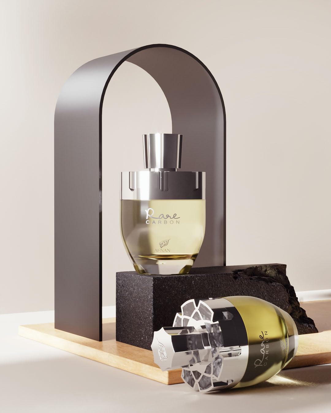 Afnan Rare Carbon Eau De Parfum with leather accessories