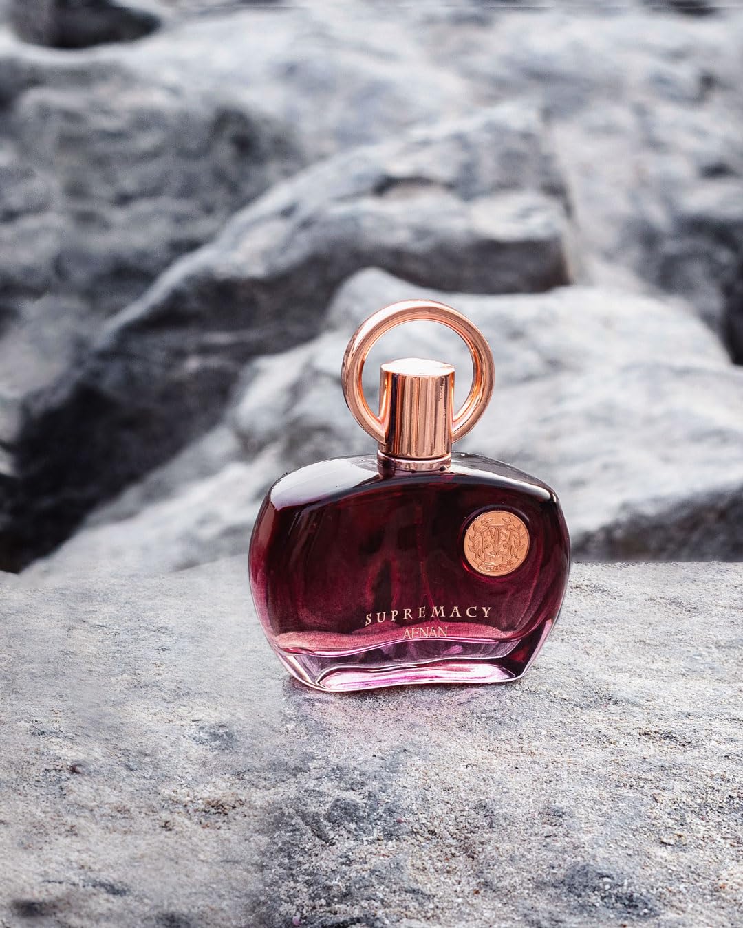 Afnan Supremacy Purple Eau De Parfum on a vanity
