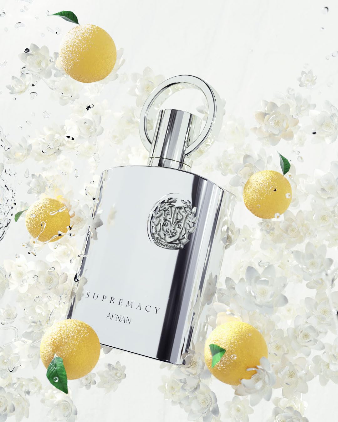 Afnan Supremacy Silver Eau de Parfum in an elegant setting