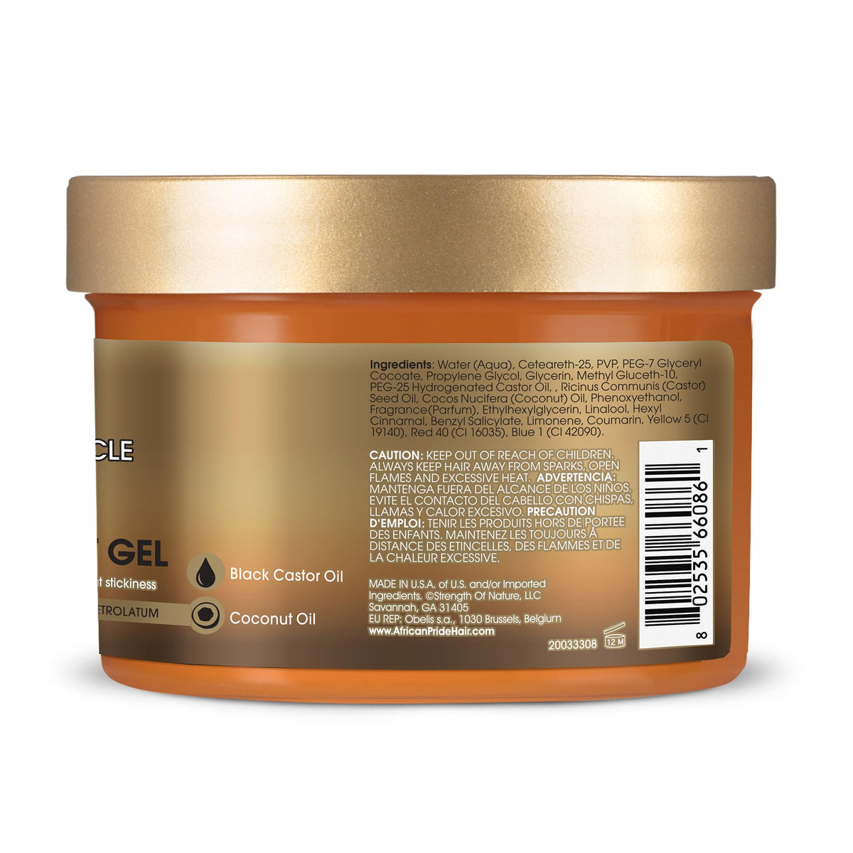 African Pride Black Castor Miracle Extra Hold Braid Gel with coconut oil