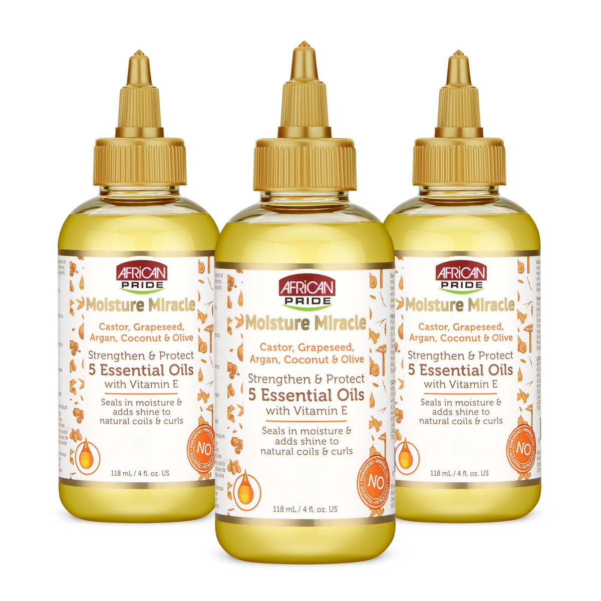 African Pride Moisture Miracle 5 Essential Hair Oils 4 oz pack front view