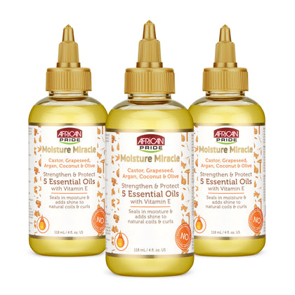 African Pride Moisture Miracle 5 Essential Hair Oils 4 oz pack front view