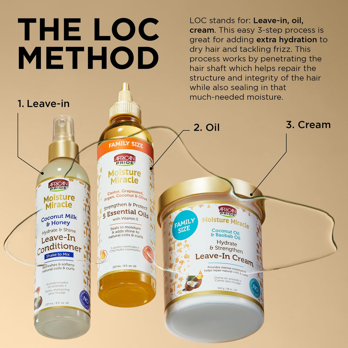 African Pride Moisture Miracle oils in a bathroom setting