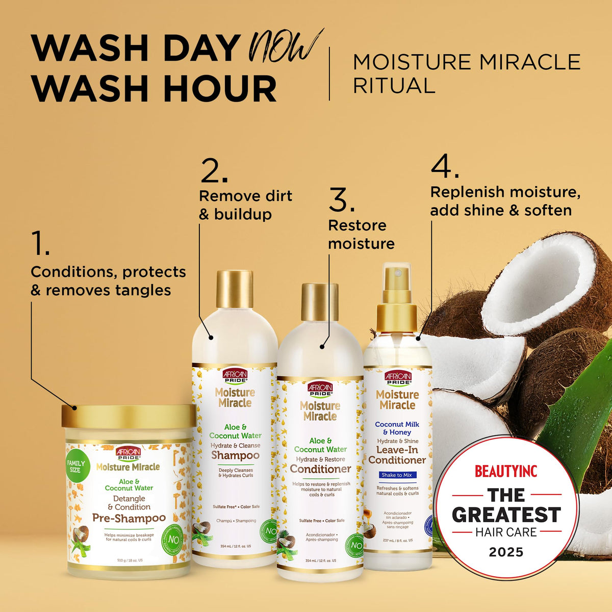 African Pride Moisture Miracle Pre-Shampoo Detangler with aloe and coconut water