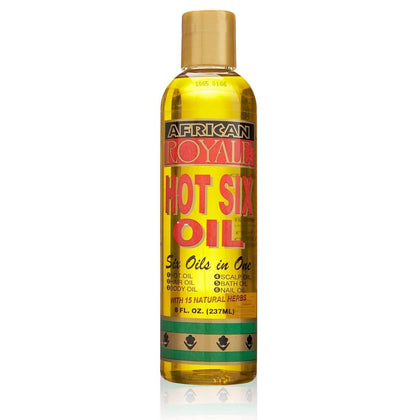 African Royale Hot Six Oil 8 Oz front view with herbal ingredients
