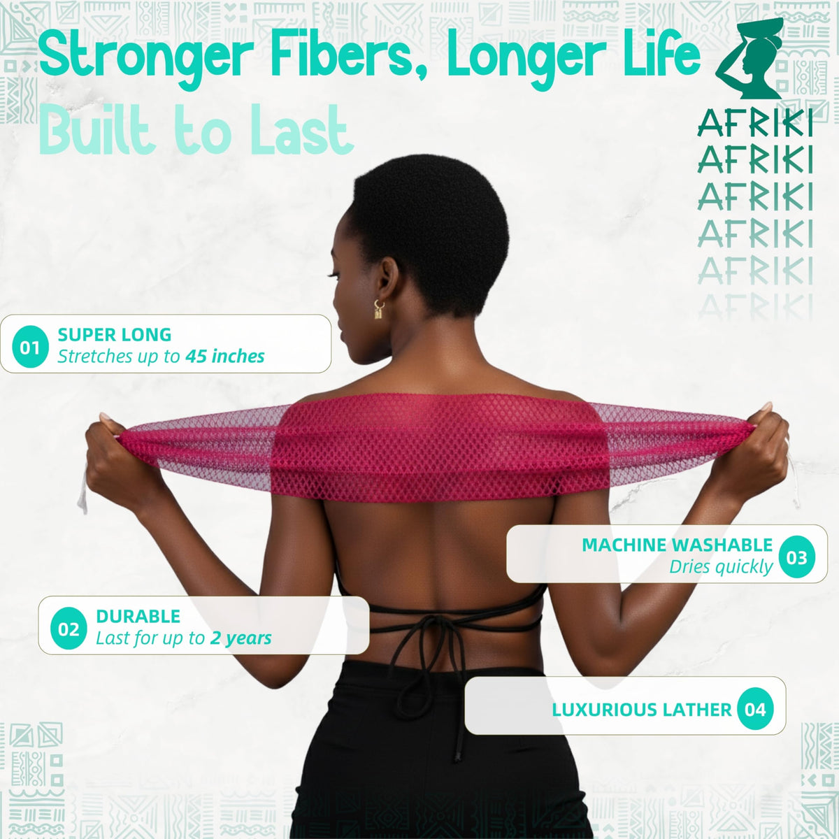 AFRIKI African Net Sponge in use during a shower
