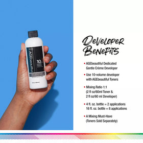 AGE beautiful 10 Volume Gentle Crème Developer back view with ingredient list