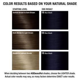 AGE beautiful 1B Blue Black hair color in salon setting