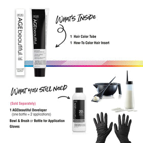 AGE beautiful hair dye ingredients list on packaging
