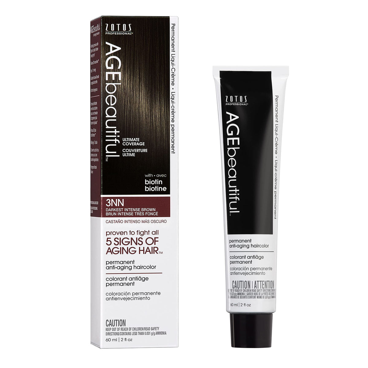 AGE beautiful Permanent Hair Dye 3NN Darkest Intense Brown front view