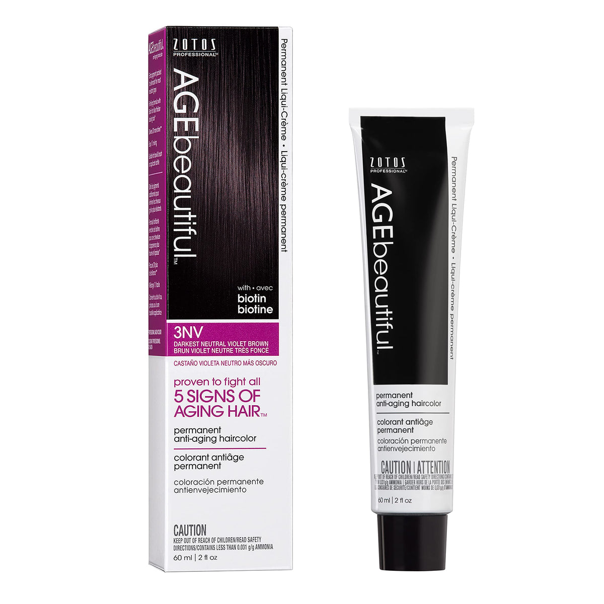 AGE beautiful Permanent Hair Dye 3NV Darkest Neutral Violet Brown packaging front view