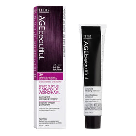 AGE beautiful Permanent Hair Dye 3V Darkest Plum Brown front view with packaging