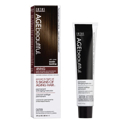 AGE beautiful Permanent Hair Dye 4NNG Dark Intense Golden Brown front view