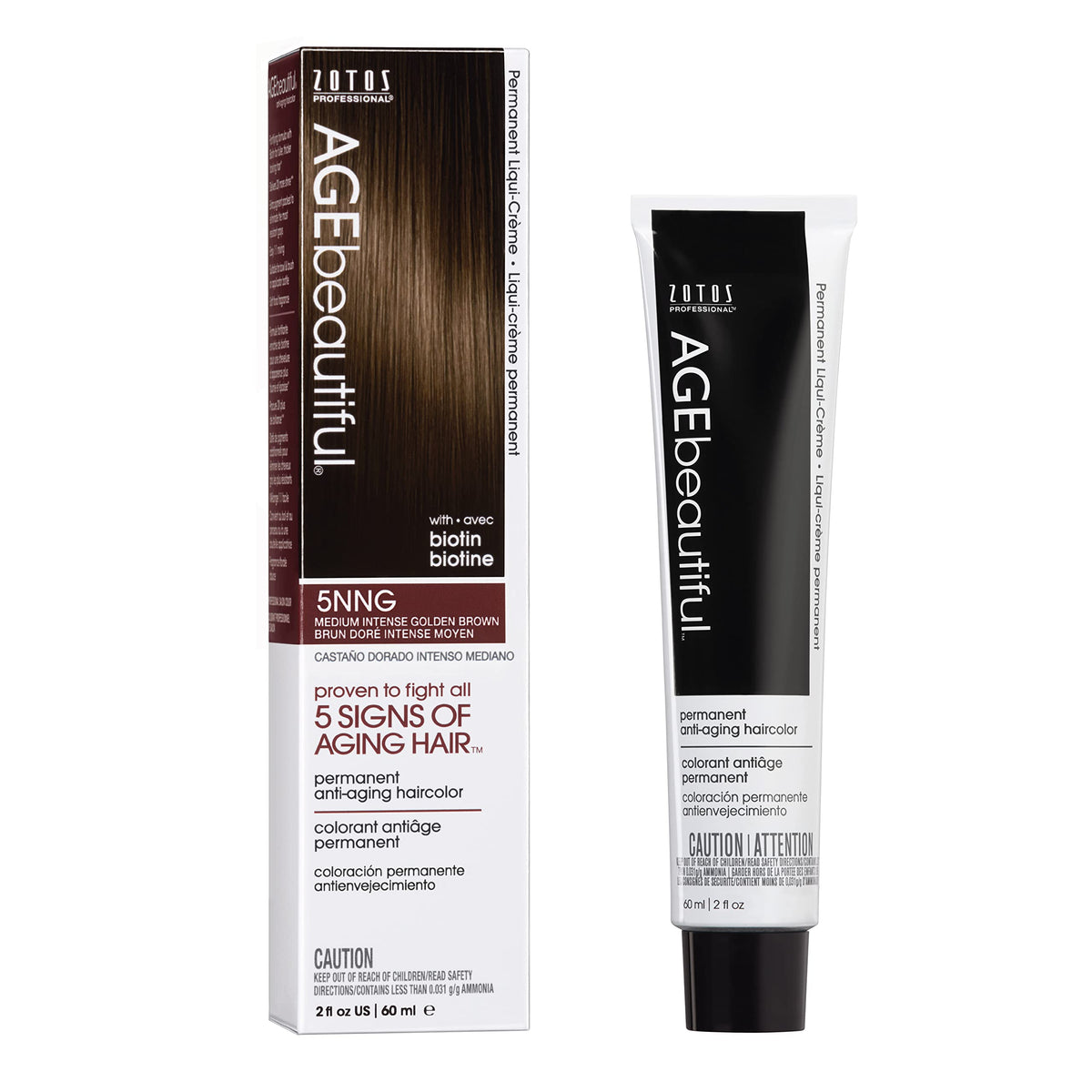 AGE beautiful Permanent Hair Dye 5NNG Medium Intense Golden Brown packaging front view