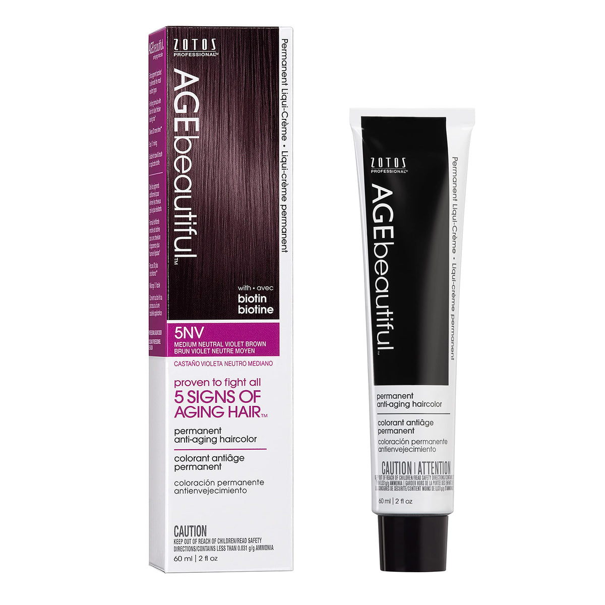 AGE beautiful Permanent Hair Dye 5NV Medium Neutral Violet Brown packaging