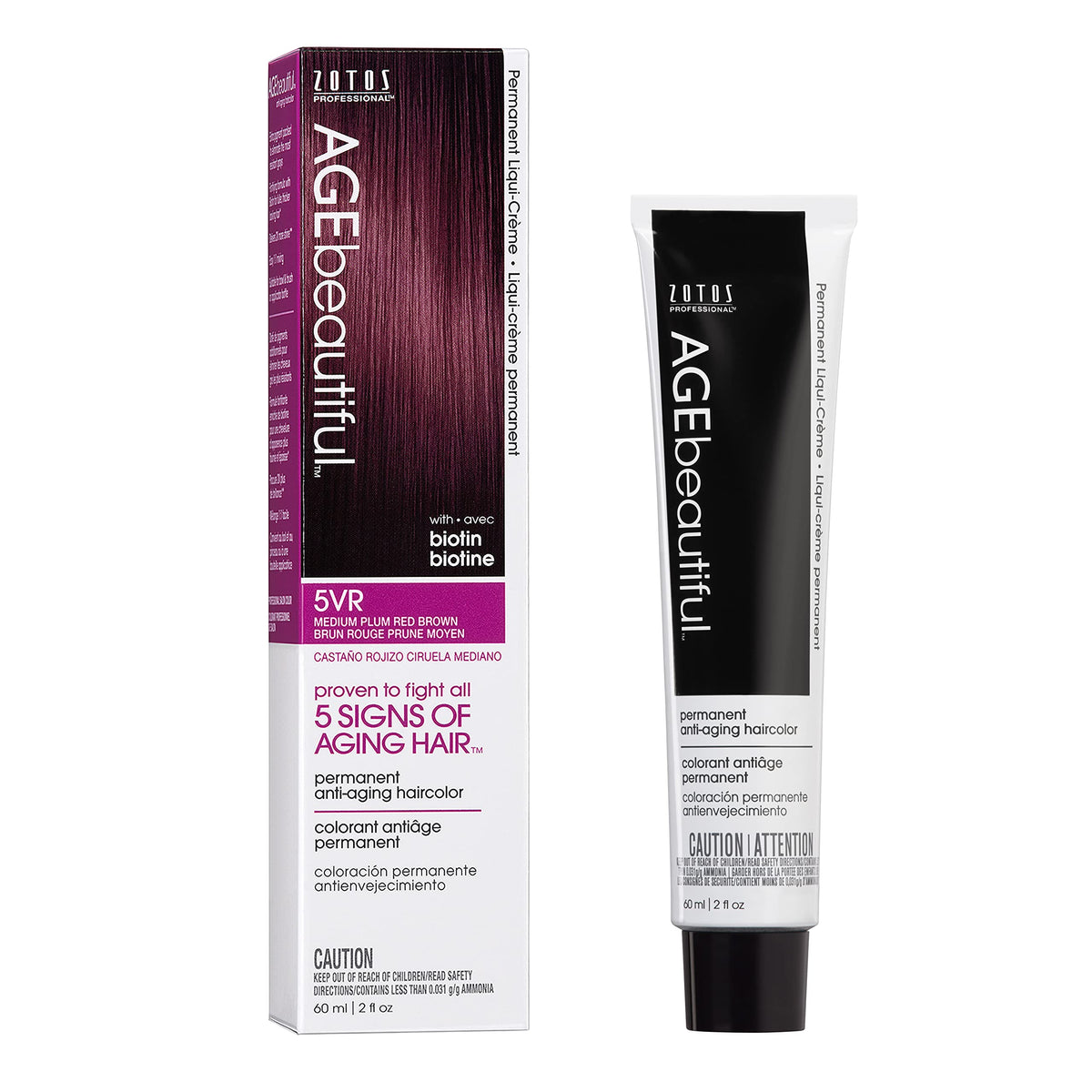 AGE beautiful Permanent Hair Dye 5VR Medium Plum Red Brown packaging front view