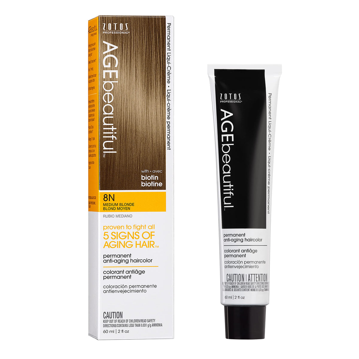 AGE beautiful Permanent Hair Dye 8N Medium Blonde front view