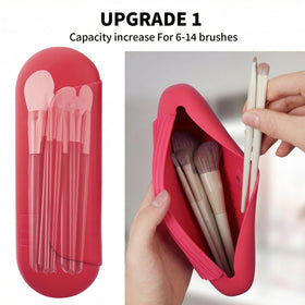 AGIKET Silicone Makeup Brush Holder open with brushes inside