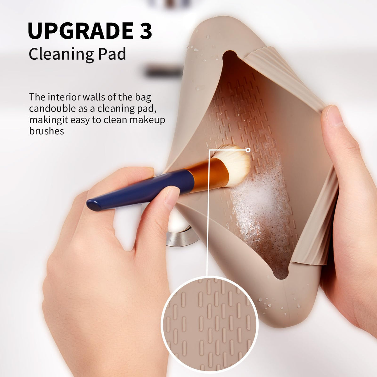 AGIKET silicone makeup brush holder with sponge compartment