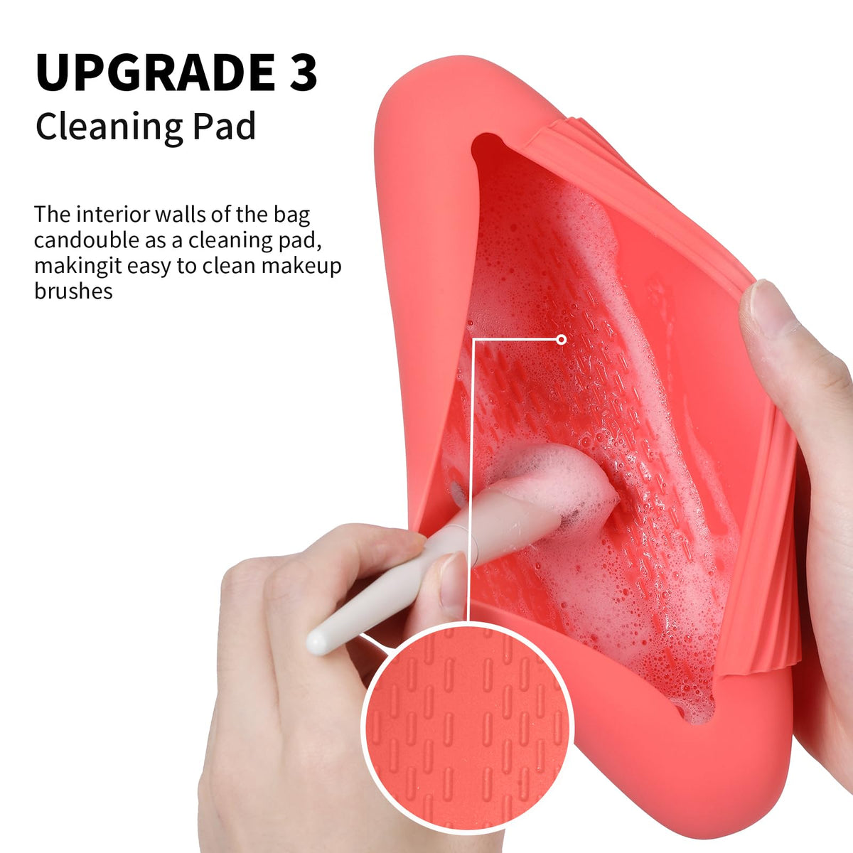 AGIKET Soft Silicone Makeup Brush Holder compact size on a travel bag