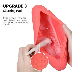 AGIKET Soft Silicone Makeup Brush Holder compact size on a travel bag