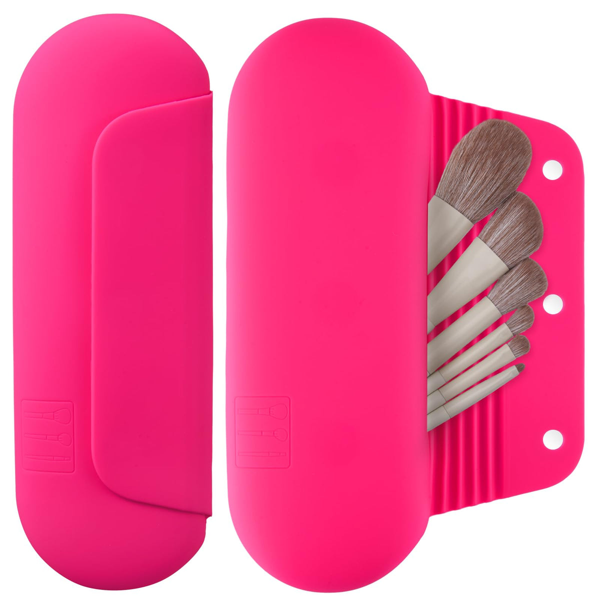 AGIKET Soft Silicone Makeup Brush Holder front view in pink
