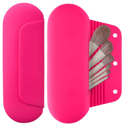 AGIKET Soft Silicone Makeup Brush Holder front view in pink