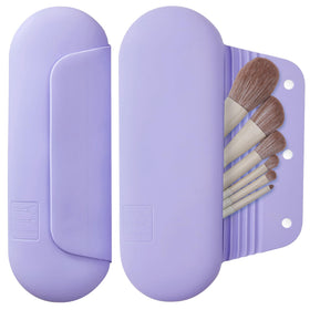 AGIKET Soft Silicone Makeup Brush Holder front view in pink