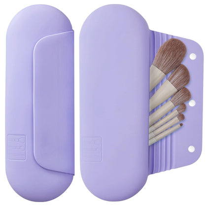 AGIKET Soft Silicone Makeup Brush Holder front view in pink