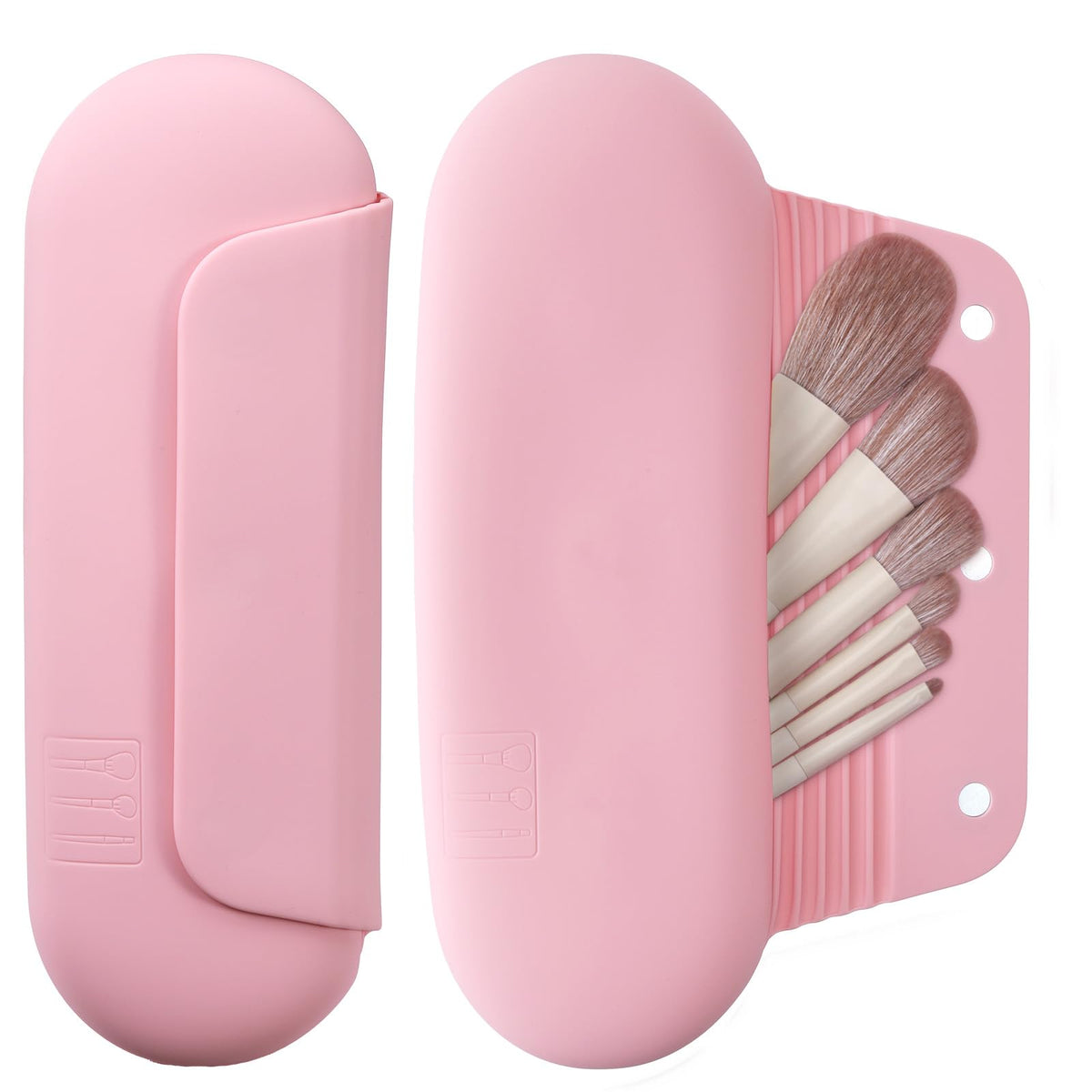 AGIKET Soft Silicone Makeup Brush Holder front view in pink