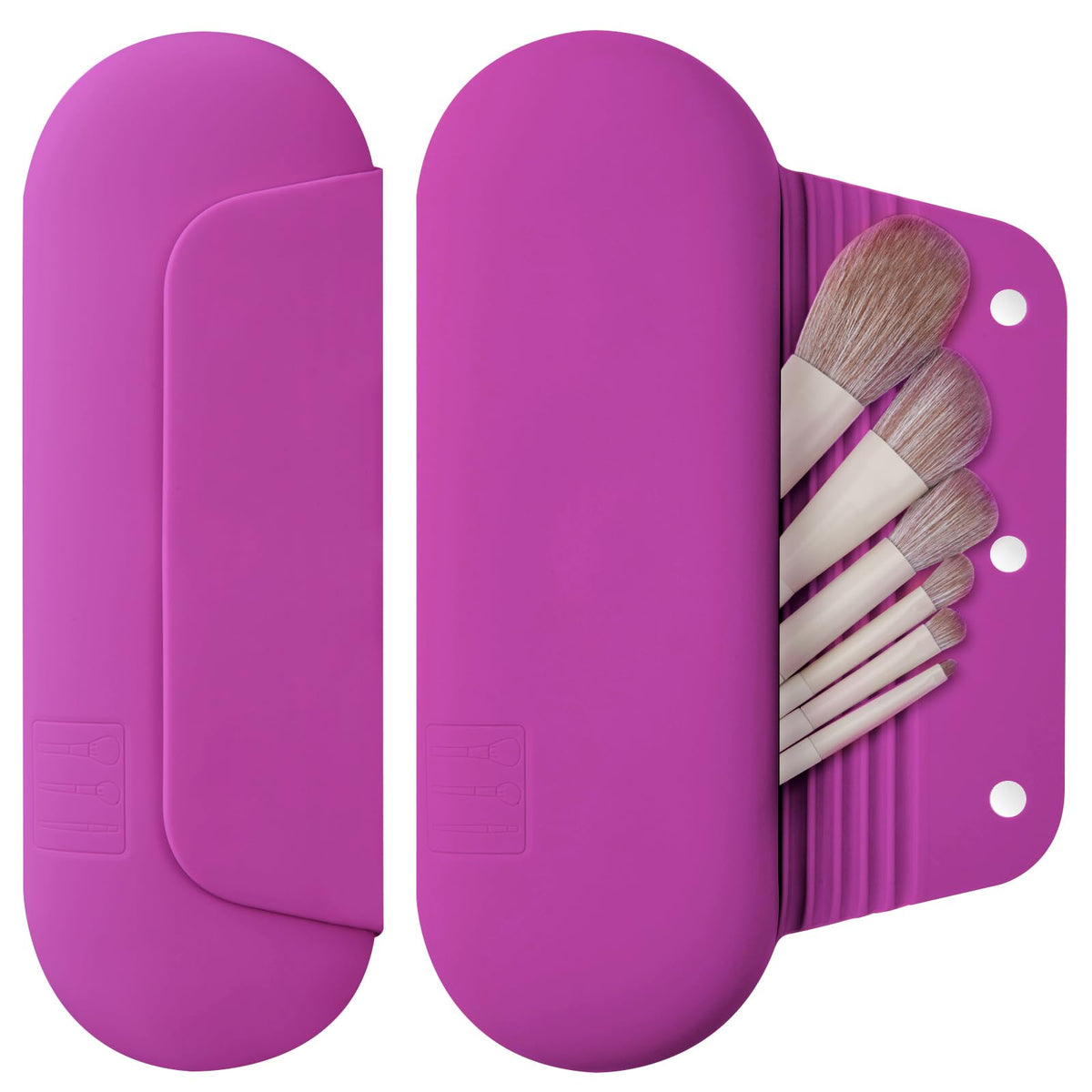 AGIKET Soft Silicone Makeup Brush Holder front view in pink