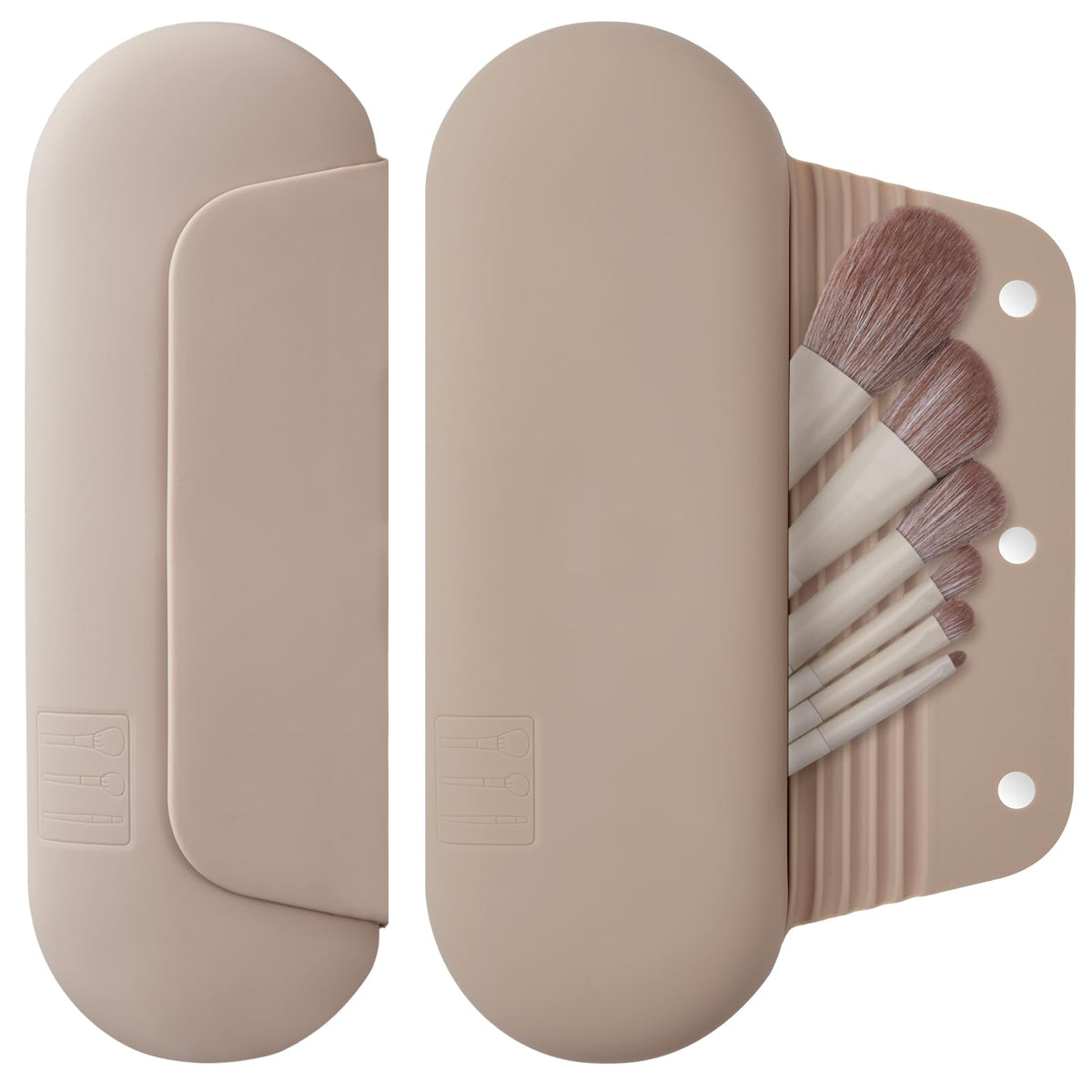 AGIKET Soft Silicone Makeup Brush Holder front view in pink