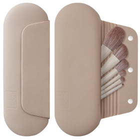 AGIKET Soft Silicone Makeup Brush Holder front view in pink