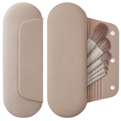 AGIKET Soft Silicone Makeup Brush Holder front view in pink