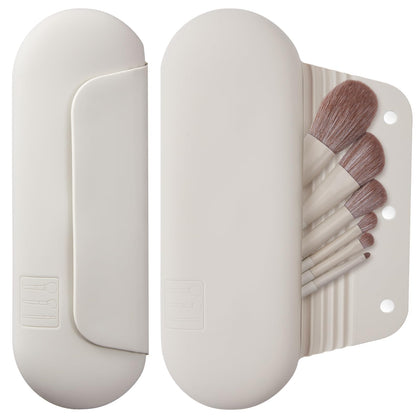 AGIKET Soft Silicone Makeup Brush Holder front view in pink
