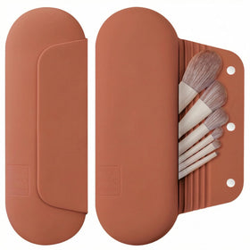 AGIKET Soft Silicone Makeup Brush Holder front view in pink